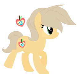 Size: 410x395 | Tagged: safe, artist:pastelmlpdrawings, oc, oc only, oc:sweet lock, earth pony, pony, base used, cutie mark, female, freckles, mare, offspring, parent:applejack, parent:caramel, parents:carajack, simple background, solo, transparent background