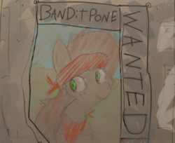 Size: 1250x1022 | Tagged: safe, artist:nignogs, oc, bandana, bandit, clothes, scarf, traditional art, wanted poster