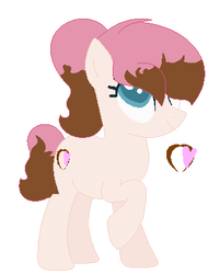 Size: 301x397 | Tagged: safe, artist:pastelmlpdrawings, oc, oc only, oc:cinamoon pie, earth pony, pony, base used, colored pupils, female, mare, offspring, parent:cheese sandwich, parent:pinkie pie, parents:cheesepie, raised hoof, simple background, solo, white background