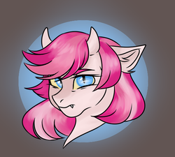 Size: 500x450 | Tagged: safe, artist:jadejellie, oc, oc only, pony, bust, female, horns, portrait, solo, yellow sclera