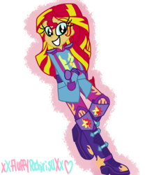 Size: 1024x1229 | Tagged: safe, artist:xxfluffypachirisuxx, sunset shimmer, equestria girls, g4, my little pony equestria girls: friendship games, boots, clothes, female, friendship games motocross outfit, friendship games outfit, gloves, motocross outfit, motorcross, motorcycle outfit, shoes, simple background, smiling, solo, transparent background, tri-cross relay outfit