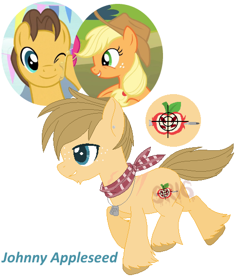 #1687985 - safe, artist:superrosey16, applejack, caramel, oc, oc:johnny ...