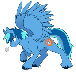 Size: 1024x1024 | Tagged: safe, artist:spazzykoneko, oc, oc only, oc:umami stale, pegasus, pony, chibi, male, simple background, snorting, solo, spread wings, stallion, steam, transparent background, wings