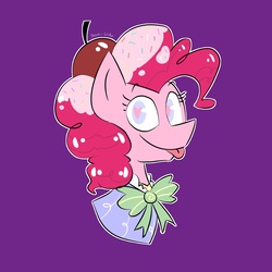 Size: 2000x2000 | Tagged: safe, artist:screamingforest, pinkie pie, earth pony, pony, g4, bust, female, heart eyes, high res, portrait, purple background, simple background, solo, tongue out, wingding eyes