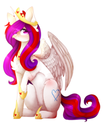 Size: 1532x1864 | Tagged: safe, artist:twinkepaint, oc, oc only, oc:shayde, alicorn, pony, chest fluff, crown, female, jewelry, mare, regalia, simple background, sitting, solo, transparent background
