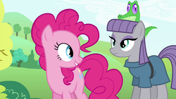 Size: 1280x720 | Tagged: safe, screencap, gummy, maud pie, pinkie pie, alligator, earth pony, pony, g4, maud pie (episode), female, mare, pie sisters, siblings, sisters