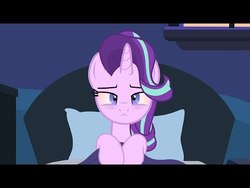 Size: 480x360 | Tagged: safe, artist:agrol, starlight glimmer, pony, unicorn, g4, :<, bed, female, mare, solo