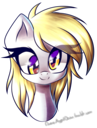 Size: 694x917 | Tagged: safe, artist:chaosangeldesu, derpy hooves, pony, g4, bust, cute, derpabetes, female, looking at you, mare, portrait, simple background, smiling, solo, transparent background