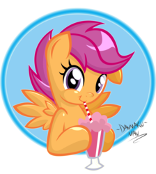 Size: 1024x1144 | Tagged: safe, artist:danmakuman, part of a set, scootaloo, pegasus, pony, g4, eating, female, filly, food, ice cream, looking at you, simple background, solo, transparent background