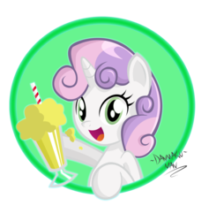 Size: 1024x1078 | Tagged: safe, artist:danmakuman, part of a set, sweetie belle, pony, unicorn, g4, cute, diasweetes, female, filly, food, hoof hold, ice cream, open mouth, simple background, smiling, solo, transparent background