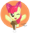 Size: 1024x1160 | Tagged: safe, artist:danmakuman, part of a set, apple bloom, earth pony, pony, g4, bow, female, filly, food, hair bow, ice cream, looking at you, one eye closed, simple background, solo, transparent background