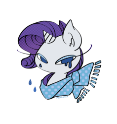 Size: 1080x1140 | Tagged: safe, artist:potetecyu_to, rarity, pony, unicorn, g4, avatar, clothes, crying, female, looking at you, mare, scarf, simple background, solo