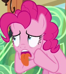 Size: 732x817 | Tagged: safe, screencap, pinkie pie, g4, rock solid friendship, disgusted, female, solo, tongue out