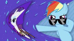 Size: 1920x1080 | Tagged: safe, screencap, rainbow dash, rarity, g4, season 8, cute, dashabetes, saved by my friends, sunglasses