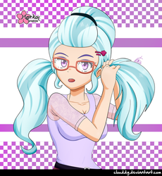 Size: 920x1000 | Tagged: safe, artist:clouddg, sugarcoat, equestria girls, g4, clothes, female, glasses, human coloration, open mouth, solo