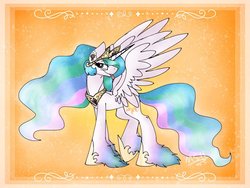 Size: 1024x768 | Tagged: safe, artist:melonseed11, princess celestia, alicorn, pony, g4, abstract background, cutie mark, ear piercing, earring, female, horn, jewelry, piercing, regalia, solo, spread wings, tongue out, unshorn fetlocks, wings