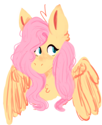 Size: 1280x1570 | Tagged: safe, artist:lovelicactus, fluttershy, pegasus, pony, g4, bust, female, looking away, looking sideways, mare, portrait, simple background, solo, transparent background, wings