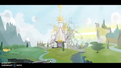 Size: 1280x720 | Tagged: safe, artist:brutalweather studio, g4, castle of the royal pony sisters, destruction, letterboxing, magic, show accurate