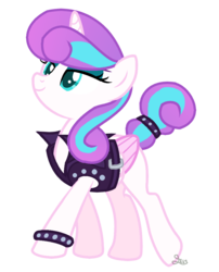 Size: 830x1028 | Tagged: safe, artist:leanne264, princess flurry heart, alicorn, pony, g4, alternate hairstyle, base used, clothes, female, it's not a phase, jacket, leather jacket, older, older flurry heart, princess emo heart, punk, simple background, smiling, solo, transparent background
