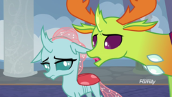 Size: 1920x1080 | Tagged: safe, screencap, ocellus, thorax, changedling, changeling, g4, school daze, cute, diaocelles, discovery family logo, duo, eye contact, female, floppy ears, frown, king thorax, lidded eyes, looking at each other, male, sad, sadorable, talking, tongue out