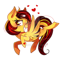 Size: 600x565 | Tagged: safe, artist:ipun, oc, oc only, oc:firestar, pony, female, heart, heart eyes, magic, mare, one eye closed, simple background, solo, transparent background, watermark, wingding eyes, wink