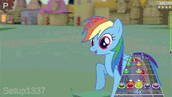 Size: 384x216 | Tagged: safe, artist:setup1337, rainbow dash, twilight sparkle, pony girl, g4, animated, female, game