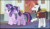 Size: 1468x838 | Tagged: safe, screencap, chancellor neighsay, starlight glimmer, twilight sparkle, alicorn, pony, unicorn, g4, my little pony: friendship is magic, school daze, discovery family logo, female, male, mare, quill, stallion, trio, twilight sparkle (alicorn)