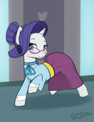Size: 3500x4500 | Tagged: safe, artist:potzm, rarity, pony, unicorn, g4, school daze, alternate hairstyle, clothes, cute, dress, female, glasses, heart eyes, looking at you, mare, schoolmarm rarity, smiling, solo, teacher, wingding eyes