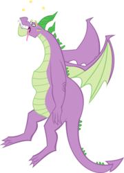 Size: 6313x8783 | Tagged: safe, artist:red4567, spike, dragon, g4, absurd resolution, adult, adult spike, circling stars, knock out, male, older, older spike, silly dragon, simple background, solo, spikezilla, tongue out, transparent background, vector, winged spike, winged spikezilla, wings