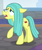 Size: 484x583 | Tagged: safe, screencap, ocellus, changeling, earth pony, pony, g4, school daze, cropped, disguise, disguised changeling, female, pony ocellus, raised hoof, scared, solo