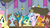 Size: 1920x1080 | Tagged: safe, screencap, angel bunny, fluttershy, gallus, harry, ocellus, sandbar, silverstream, smolder, yona, bear, changedling, changeling, classical hippogriff, dragon, earth pony, griffon, hippogriff, pegasus, pig, pony, squirrel, yak, g4, my little pony: friendship is magic, school daze, bored, classroom, desk, discovery family, discovery family logo, female, jewelry, logo, male, necklace, school of friendship, sleeping, stallion, student six