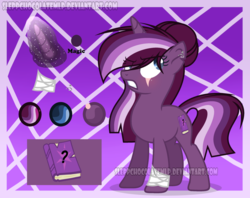 Size: 1024x809 | Tagged: safe, artist:sleppchocolatemlp, oc, oc only, oc:black raven, pony, unicorn, female, magical lesbian spawn, mare, offspring, parent:tempest shadow, parent:twilight sparkle, parents:tempestlight, reference sheet, solo