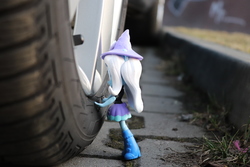 Size: 6000x4000 | Tagged: safe, artist:artofmagicpoland, trixie, equestria girls, g4, car, doll, equestria girls minis, irl, photo, satire, stealing, toy