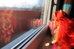 Size: 6000x4000 | Tagged: safe, artist:artofmagicpoland, sunset shimmer, equestria girls, g4, balcony, doll, female, irl, looking out the window, photo, reflection, toy, window