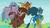 Size: 1920x1080 | Tagged: safe, screencap, gallus, sandbar, silverstream, smolder, yona, classical hippogriff, dragon, earth pony, griffon, hippogriff, pony, yak, g4, school daze, carrying, cloven hooves, discovery family logo, female, flying, holding a pony, jewelry, male, necklace, offscreen character, stallion