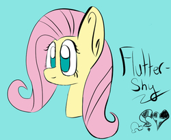 Size: 706x579 | Tagged: safe, artist:stormypones, fluttershy, g4, blue background, female, simple background, solo