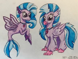 Size: 3214x2446 | Tagged: safe, artist:bozzerkazooers, silverstream, classical hippogriff, hippogriff, seapony (g4), g4, school daze, season 8, female, high res, jewelry, necklace, seapony silverstream, solo, traditional art