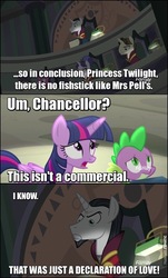 Size: 604x1003 | Tagged: safe, screencap, chancellor neighsay, desert wind, iron syllabus, pearl flare, spike, twilight sparkle, alicorn, pony, unicorn, g4, school daze, comic, discovery family, discovery family logo, eea council, female, fish sticks, image macro, las pegasus resident, logo, male, mare, maurice lamarche, meme, orson welles, stallion, the critic, twilight sparkle (alicorn), voice actor joke