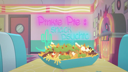 Size: 1280x720 | Tagged: safe, screencap, equestria girls, g4, my little pony equestria girls: better together, pinkie pie: snack psychic, chips, food, jukebox, nachos, no pony, title card