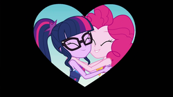 Size: 1280x720 | Tagged: safe, screencap, pinkie pie, sci-twi, twilight sparkle, equestria girls, friendship math, g4, my little pony equestria girls: better together, clothes, cute, diapinkes, duo, duo female, female, heart, hug, shipping fuel, swimsuit, twiabetes