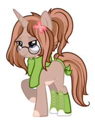 Size: 677x871 | Tagged: safe, artist:absolitedisaster08, oc, oc only, pony, unicorn, boots, clothes, female, glasses, mare, scarf, shoes, simple background, solo, transparent background