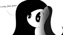 Size: 1641x917 | Tagged: safe, oc, black and white, edgy, grayscale, grim, monochrome, simple background, white background