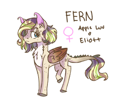Size: 1500x1239 | Tagged: safe, artist:dreamscapevalley, oc, oc only, oc:fern, hybrid, chest fluff, female, interspecies offspring, offspring, offspring's offspring, parent:oc:apple luv, parent:oc:elliot, simple background, solo, white background