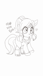 Size: 450x800 | Tagged: safe, artist:shusu, oc, oc only, pony, animated, blushing, cap, cape, cloak, clothes, cowboy hat, cute, dress, hat, heart, heart eyes, hoodie, ocbetes, pigtails, scarf, sketch, skirt, socks, solo, stockings, striped socks, suit, thigh highs, uniform, wingding eyes