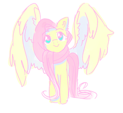 Size: 791x724 | Tagged: artist needed, safe, fluttershy, g4, clothes, cute, female, large wings, scarf, shyabetes, smiling, solo, wings