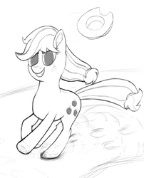 Size: 1289x1596 | Tagged: safe, artist:nuxersopus, applejack, g4, female, monochrome, running, solo