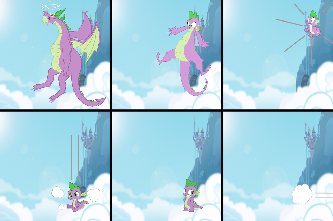 #1689777 - safe, spike, dragon, g4, canterlot, cloud, defeated, dizzy ...