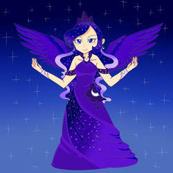 Size: 1024x1024 | Tagged: safe, artist:ohu1015, princess luna, human, g4, female, humanized, solo, winged humanization, wings