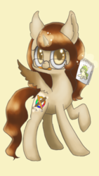 Size: 720x1280 | Tagged: safe, artist:shusu, oc, oc only, alicorn, pony, alicorn oc, glasses, glowing horn, horn, magic, mouth hold, notebook, pencil, raised hoof, solo, telekinesis