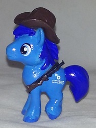 Size: 525x697 | Tagged: safe, artist:gryphyn-bloodheart, oc, oc:p-21, earth pony, pony, fallout equestria, fallout equestria: project horizons, blind bag, customized toy, grenade launcher, hat, irl, male, persuasion (p-21's rifle), photo, toy, weapon